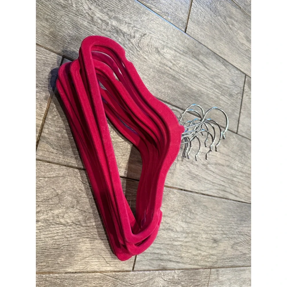 10 Pack Hot Pink Velvet Slim Non Slip Hangers Clothes Garment‎ Organizer Metal